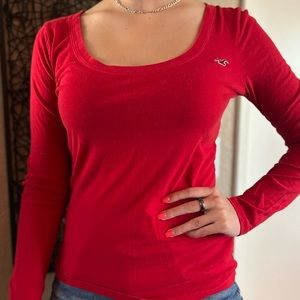 Red long sleeved top